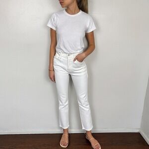 Mother The Hustler Ankle Fray Jeans Womens 25 Fairest Of Them All‎ White Boho
